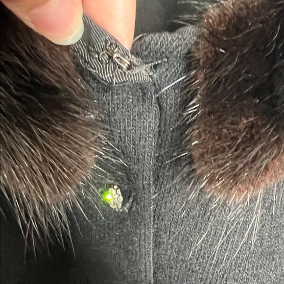 Vintage Dalton Cashmere and Fur Black Cardigan - Picture 5 of 12